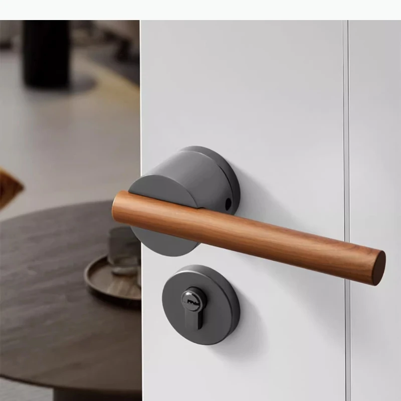 قفل باب معدني لغرفة النوم، أقفال صامتة داخلية، أقفال أمان عالمية، قفل مقسم، أجهزة مقبض الباب الخشبي