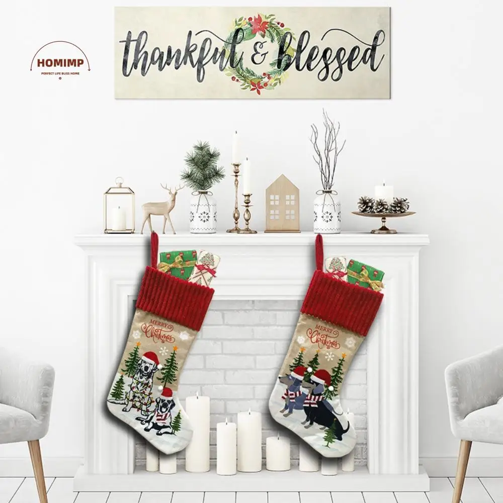 

Door Hanging Stylish Christmas Socks Hanging Exquisite Santa Socks Reusable Large Capacity Candy Bag Supermarket