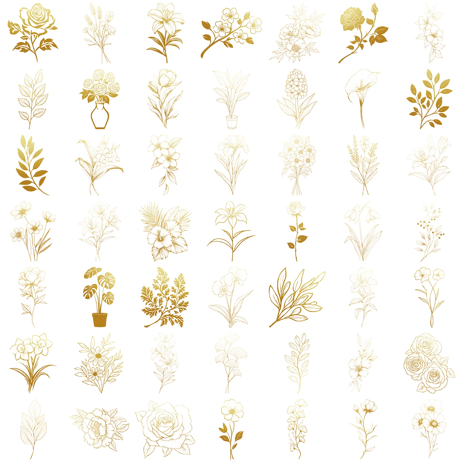 50 stücke Blume Pflanze Aufkleber Hand Zelt DIY Stick Etiketten Scrapbooking Material Journal Liefert Transparente Blume PET Aufkleber – Detail 11