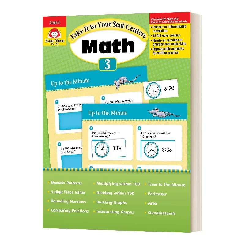 Evan-Moor Take It to Your Seat Common Core Math Centers, Grade 3 Workbook,aged 8 9 10 11, English book 9781609637828