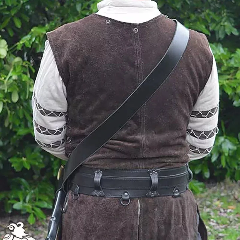 Średniowieczny pas na ramię uchwyt na miecz osłona osłona żaba Viking rycerz broń kostium LARP Prop skórzany pasek na sztylet kabura