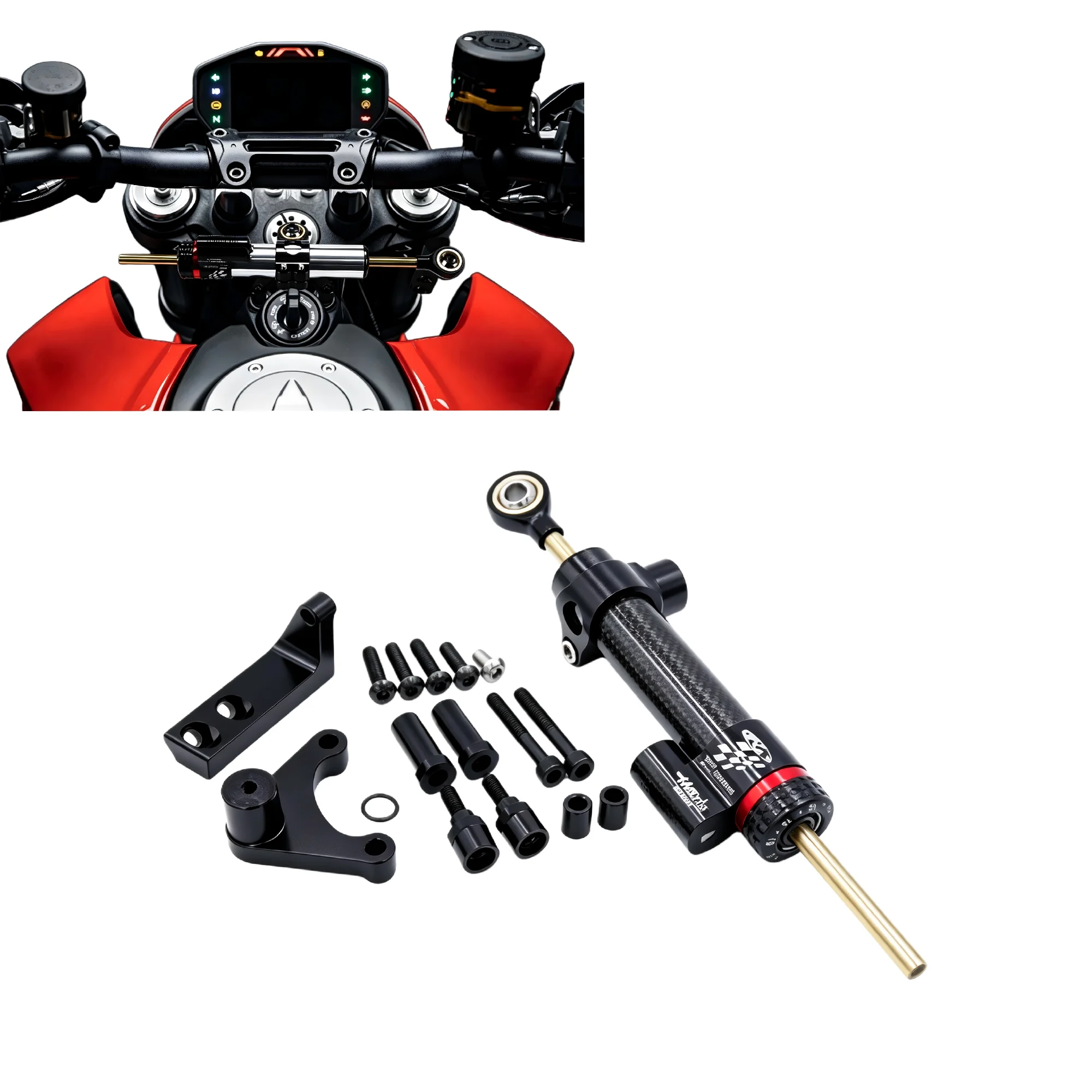Steering Damper Stabilizer Kit Cnc - Estabilizador de Direção Ajustável para Motocicleta