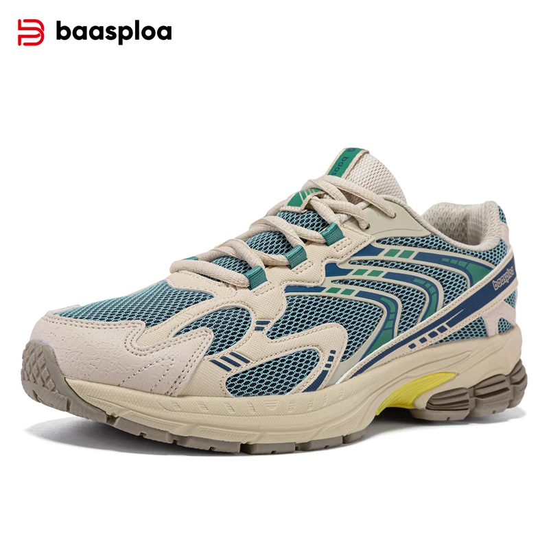 

Baasploa Men Sport Shoes Classic Retro Running Shoes Male Mesh Breathable Walking Casual Sneakers Anti-Slip Wear-Resistant