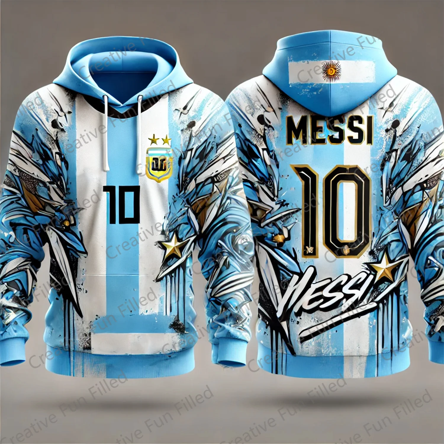 Sudadera con capucha de manga larga con diseño de grafiti especial, GPT, MESSI 10, otoño e invierno, novedad de 2024