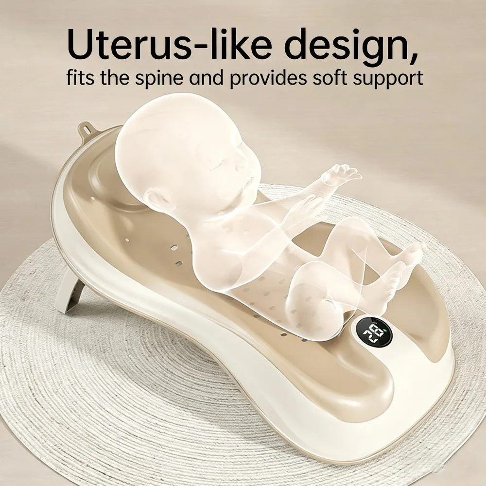 Universal Newborn Bath Seat Nonslip Baby Bath Rack Built In Water Temperature Sensor Anti Slip Bath Support Stable Shower Holder