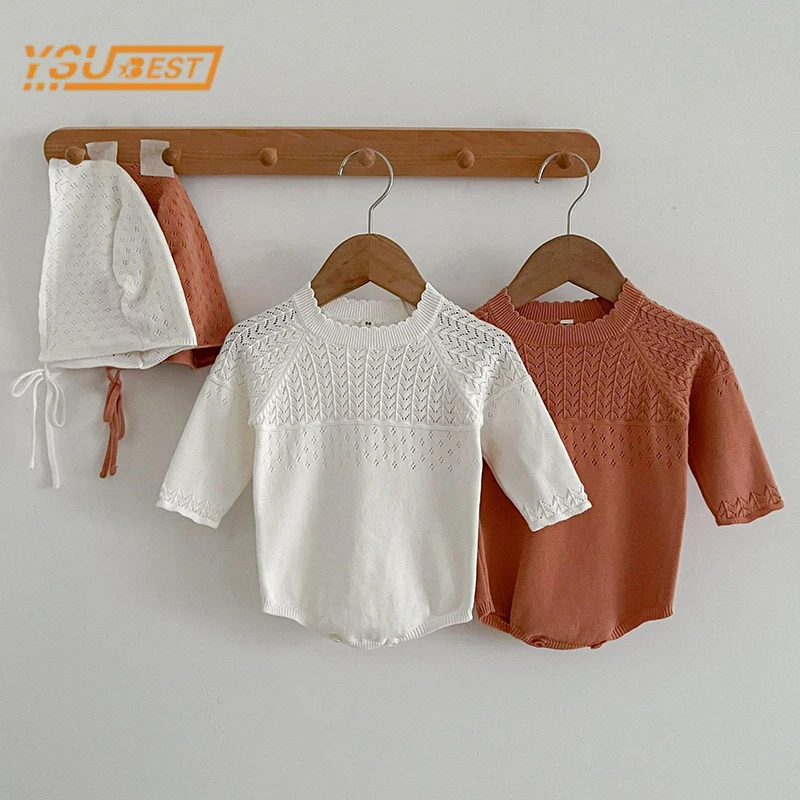 

Spring Autumn Newborn Kids Baby Boys Girls Long Sleeve Solid Color Knit Jumpsuit Infant Baby Girls Boys Clothes Rompers