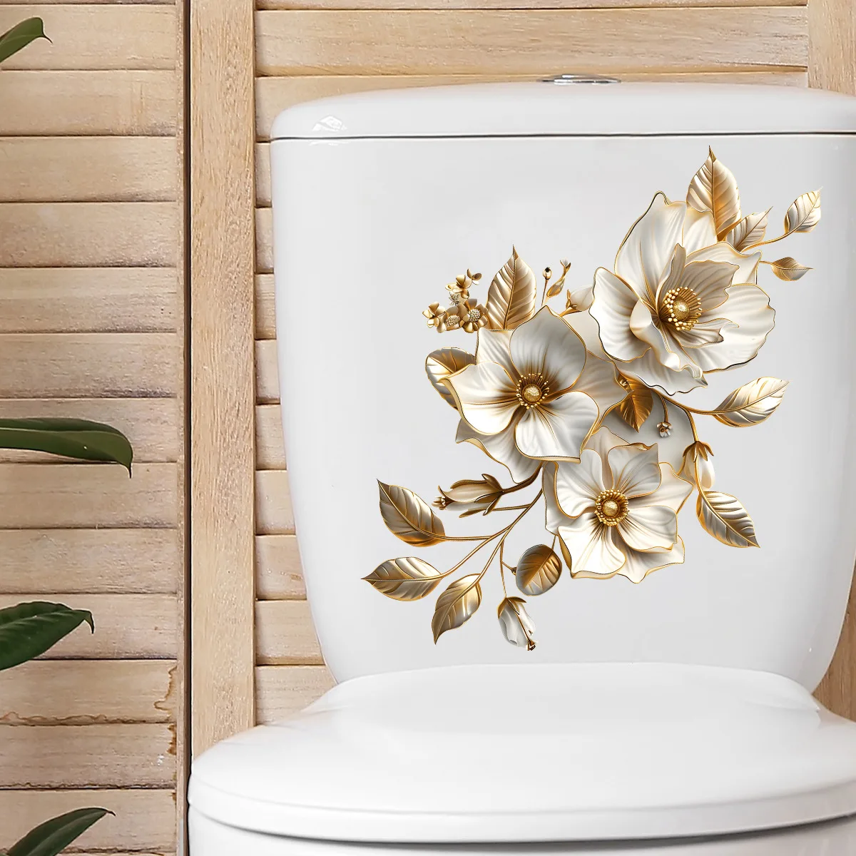 3D Flower Toilet Lid Sticker, WC Pedestal Pan Cover Decal, Waterproof Mural Art For Bathroom Vinly Decal, Decorative For Bathroo
