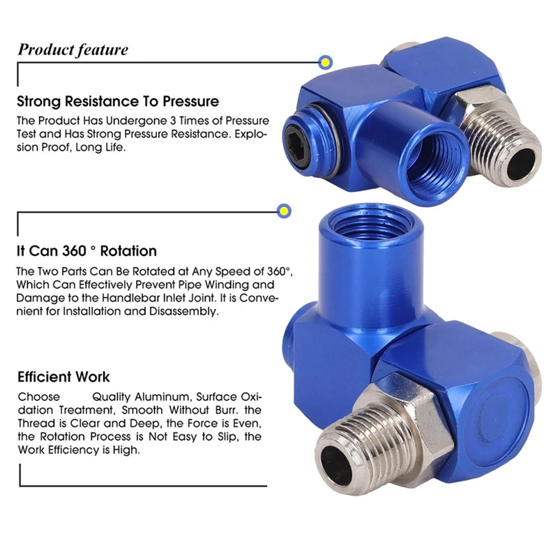 New 1/4In NPT Swiveling Air Fitting Hose Connector 360° Rotating Pneumatic Tool Adapter 150PSI(4Pcs )