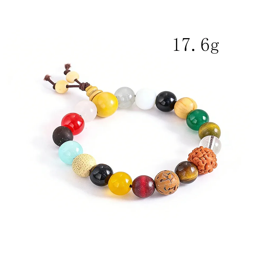 Colourful Glass and Wooden Beads Bracelets Eighteen Bodhi Seed Design Neutral Meditation Fashion Ornaments Gifts Lucky Jewelry