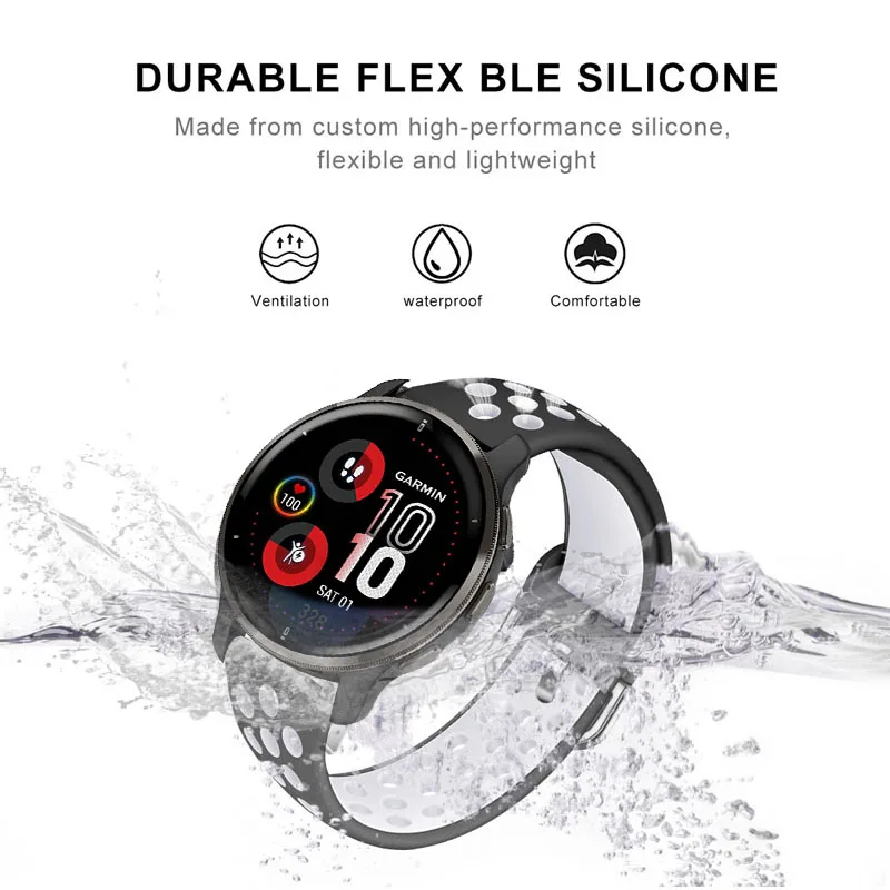 Para garmin venu 2 plus 2 mais pulseira de silicone pulseira de pulso para garmin vivoactive 4 3t/forerunner 245m/vivove pulseira esportiva