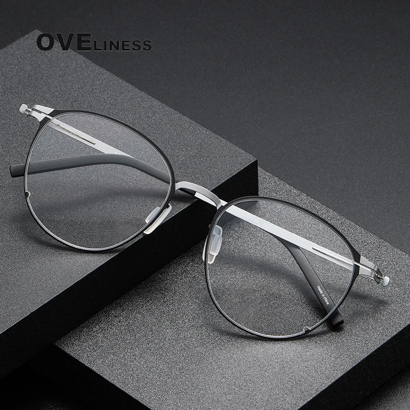 

Glasses Frame Men Titanium Screwless Eyewear Prescription Eyeglasses Frames Women Retro Round Myopia Optical Lens Denmark Korean