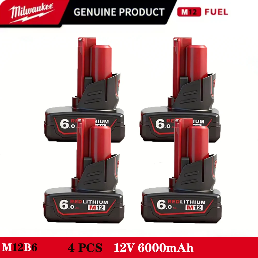 

For Milwaukee M12 Battery 12V 6.0Ah Rechargeable Battery with Light For Milwaukee M12 Tools 48-11-2402 48-11-2401 48-11-2411