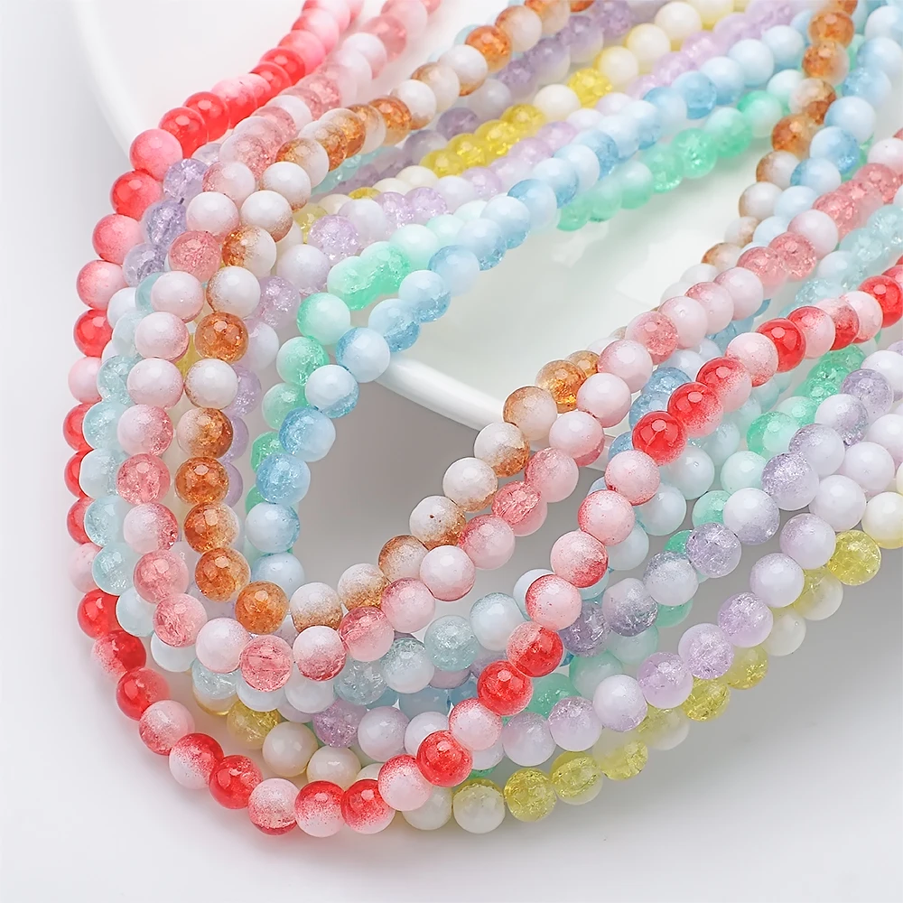 95pcs 8mm Kristall runde Farbe Glas Knistern Perlen lose Spacer Perlen für Schmuck machen DIY hand gefertigte Armbänder Zubehör