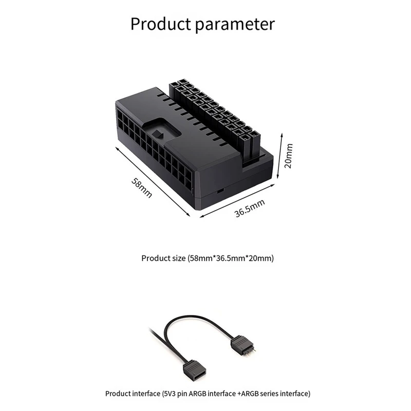 Motherboard ATX Power 24P Adapter To 90 Degree Turn Adapter 24PIN Right Angle Adapter Wiring Artifact Connector image 6
