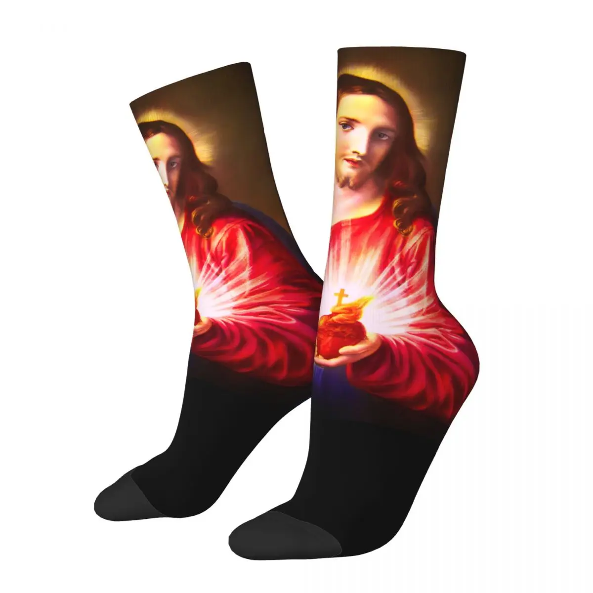 Catholic Sacred Heart Of Jesus Crew Socks for Women Men MerchAll Season Christianity Cute Middle Tube Socks Sweat Absorbing