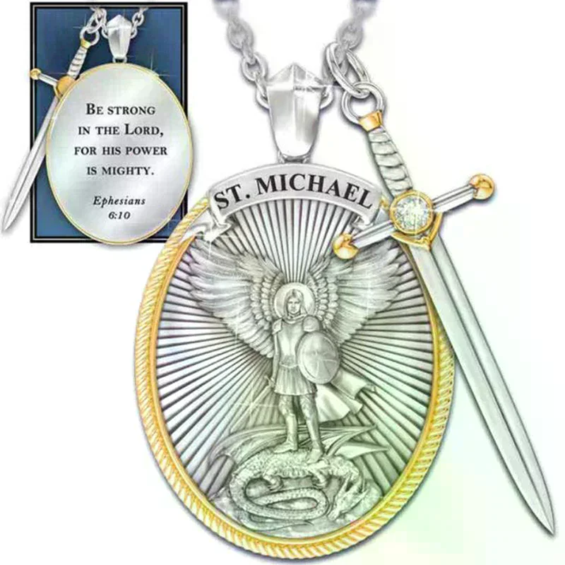 Catholic Patron Saint Pendant Michael St. Michael The Archangel Pendant Necklace