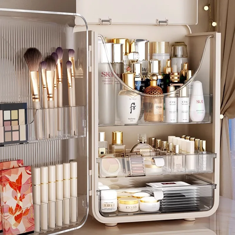 Cosmetic Storage Box Transparent Dressing Table Dustproof Skin Care Products Lipstick Powder Rack Stationery Storage Cabinet