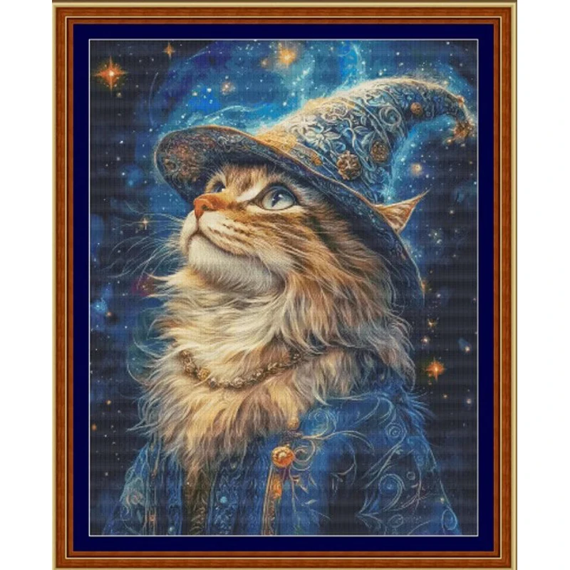 

Magic Cat 11CT 14CT 16CT 18CT Print On Canvas Cross Stitch DIY Set Chinese Pattern Kit Needlework Embroidery 200 Colors
