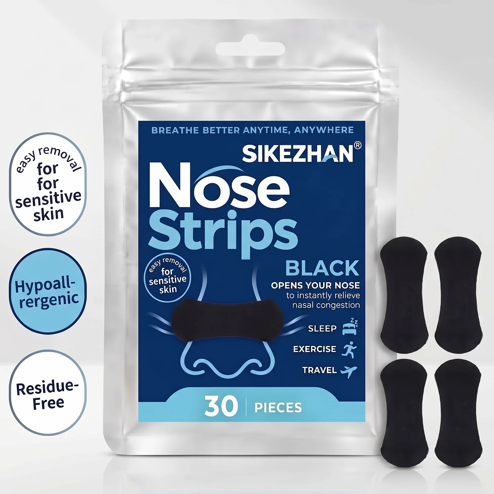 30/60/90/150 Pieces,Anti Snoring Nose Strips for Breathing Correction Physical Expansion Breathable Nasal Patch Nasal Strips