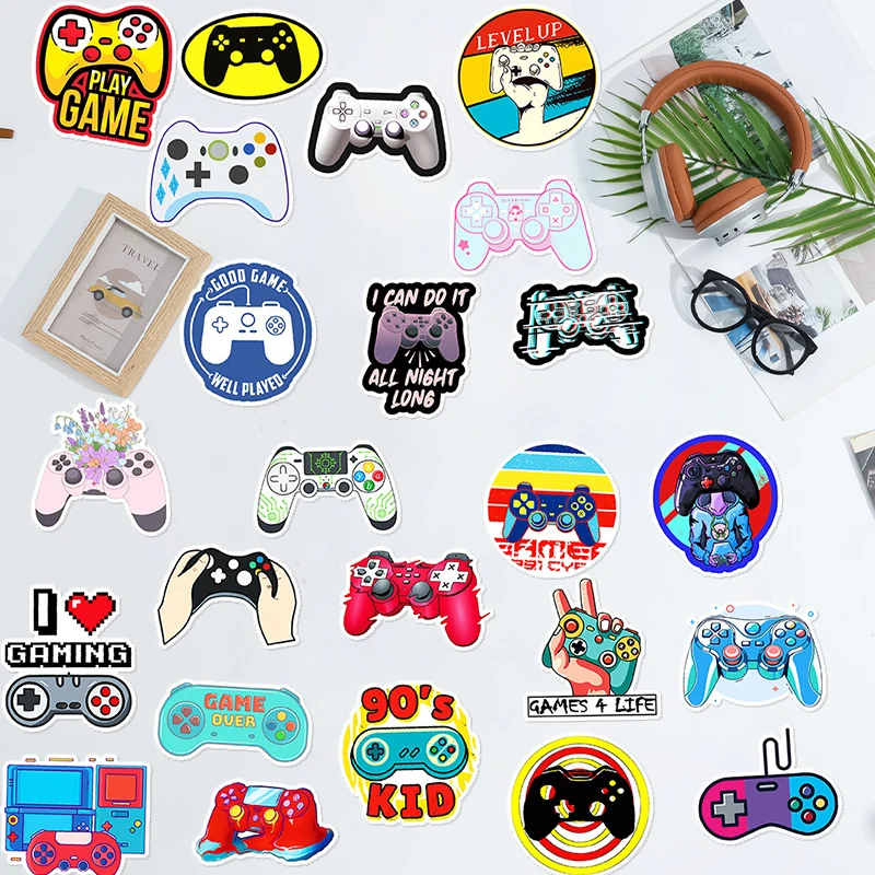 

50 шт., джойстик, геймпад, наклейки, винтажная мультяшная игровая консоль, граффити, наклейка для DIY, скрапбукинг, бутылка воды, детские наклейки, игрушки