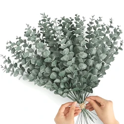 Yannew-Hastes Artificiais De Eucalipto, Verde De Prata Do Dólar, Plantas Falsas Para Buquê De Casamento, Arranjo Floral, Decoração De Casa, 12Pcs