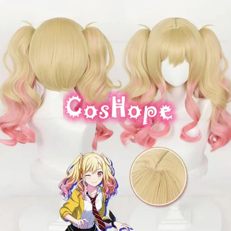 Tenma Saki cosplay wig 56cm yellow pink wig anime cosplay wigs wigs heat resistant synthetic wig