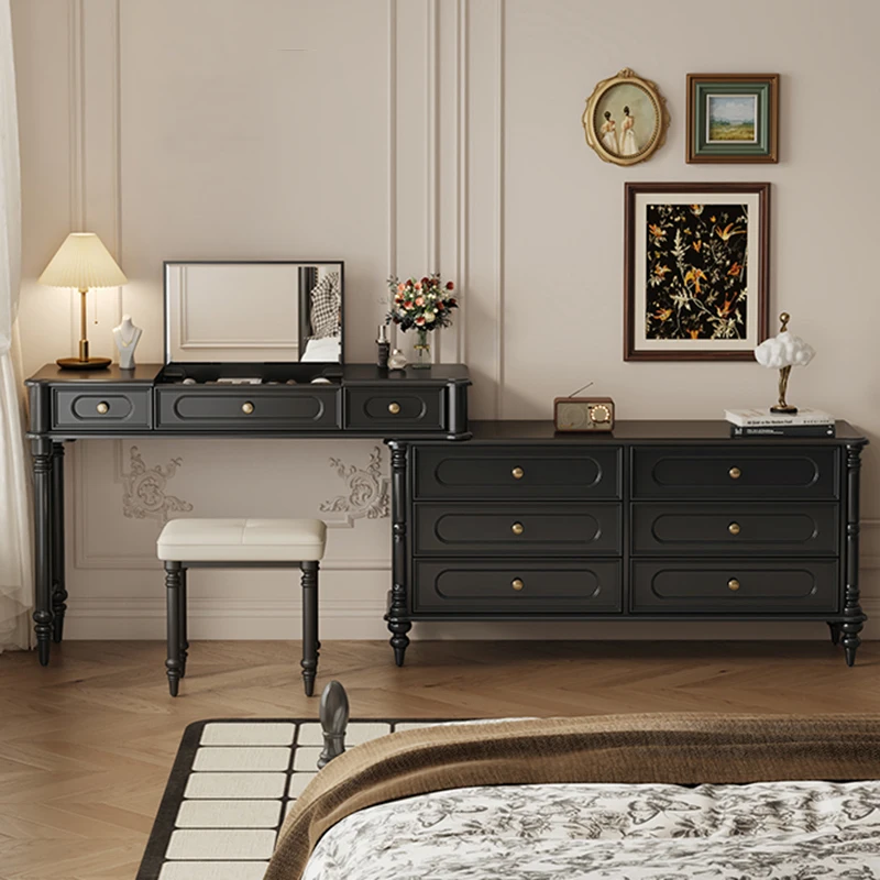 Black Nordic Dressers Bedroom Modern Luxurious Mobile Hotel Cabinet Table Dressers Console Coiffeuse De Chambre Toilet Furniture image 2