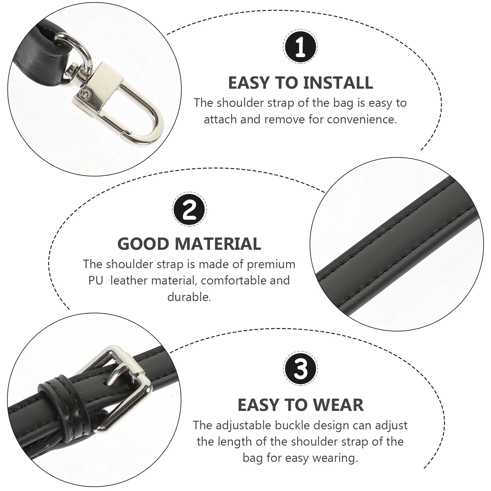 

Premium PU Bag Strap Replacement Suitable for Crossbody Messenger Tote Handbag Purse Adjustable Length Stylish Classic