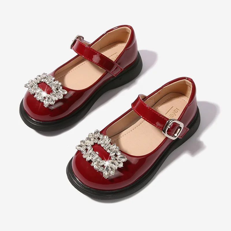 

Туфли Мэри Джейн из лакированной кожи для девочек, детские сандалии с квадратной ромбовидной пряжкой и ремешком на щиколотке, детская обувь с мягкой подошвой, весенняя обувь