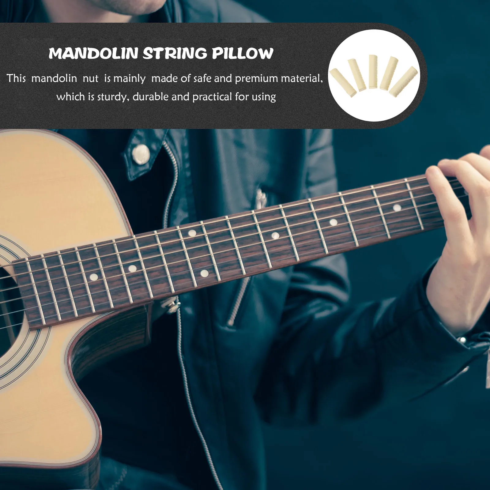 

5Pcs Mandolin Accessories Durable Plastic Mandolin Nut Replacement Parts for Most Mandolins Professional String Nut