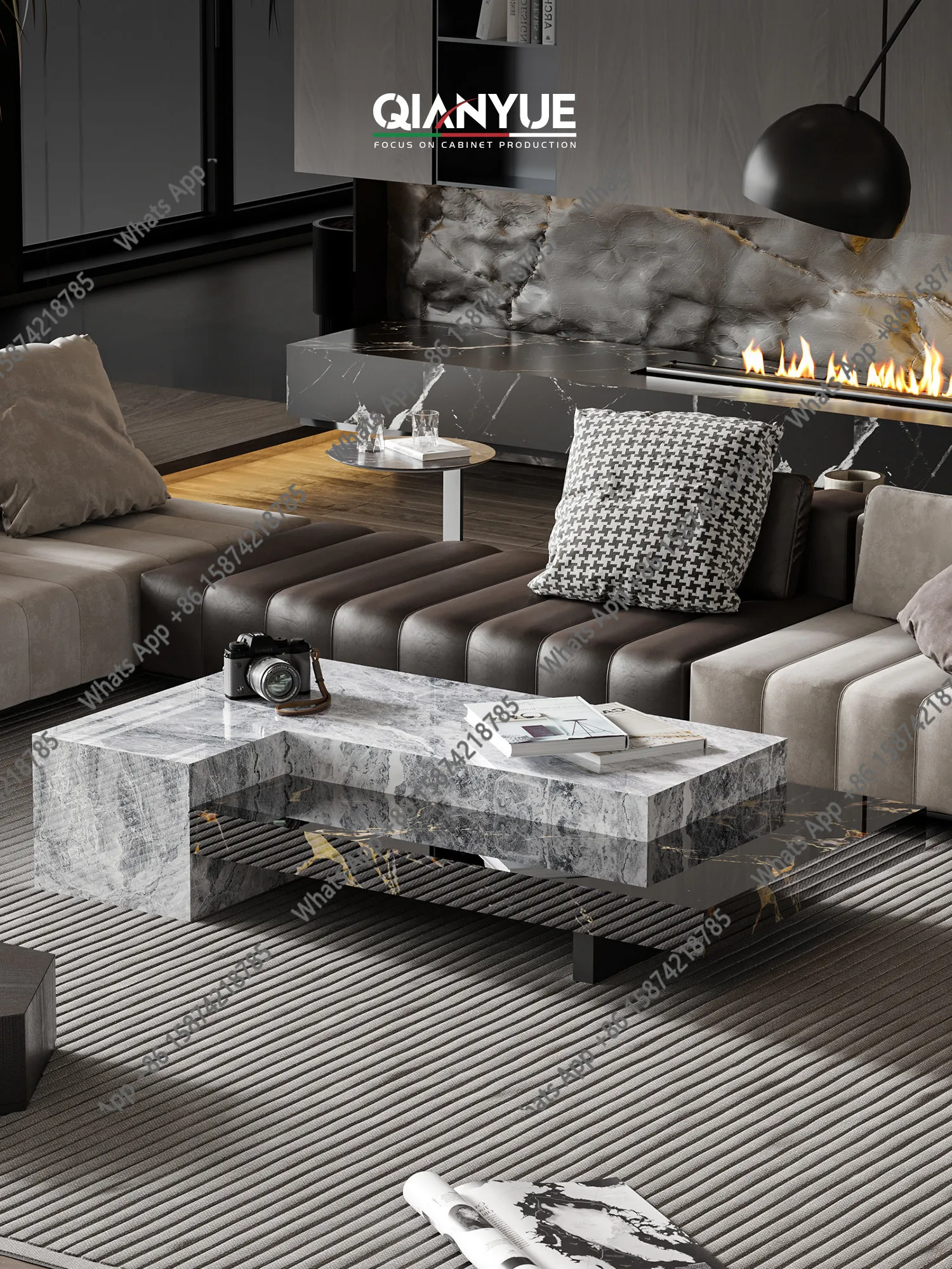Qianyue geometric coffee table modern simple living room household small apartment rectangular coffee table Italian minimalist h
