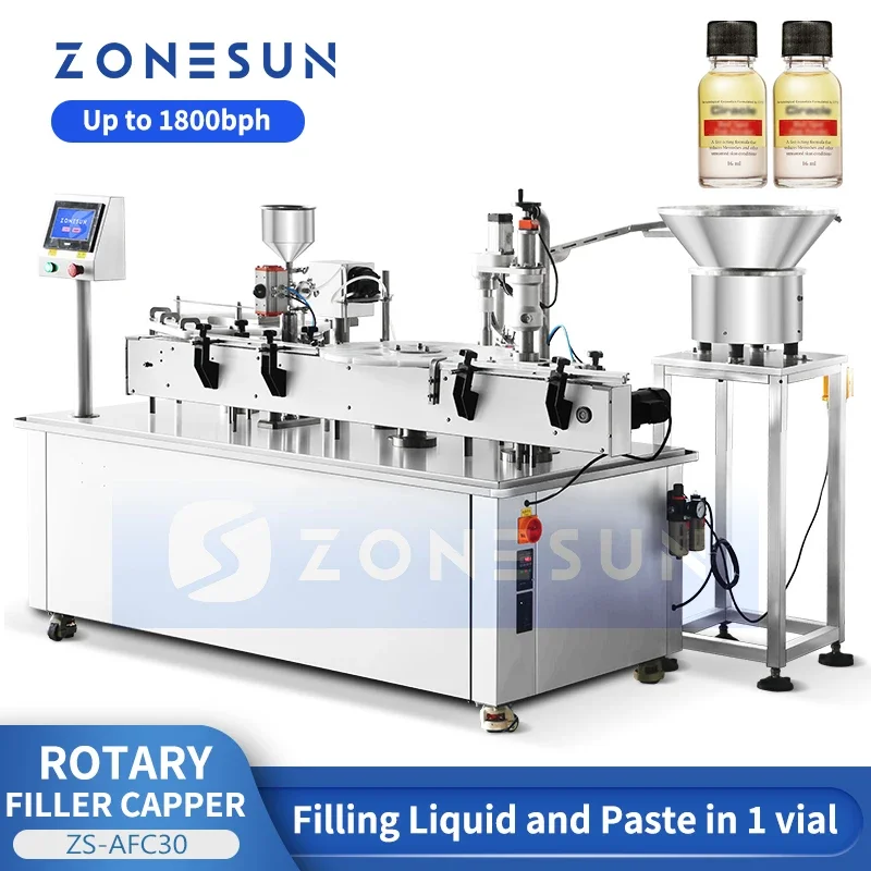 ZONESUN Paste and Liquid Filling and Capping Machine Monoblock for Dual-phase Cosmetics Products ZS-AFC30