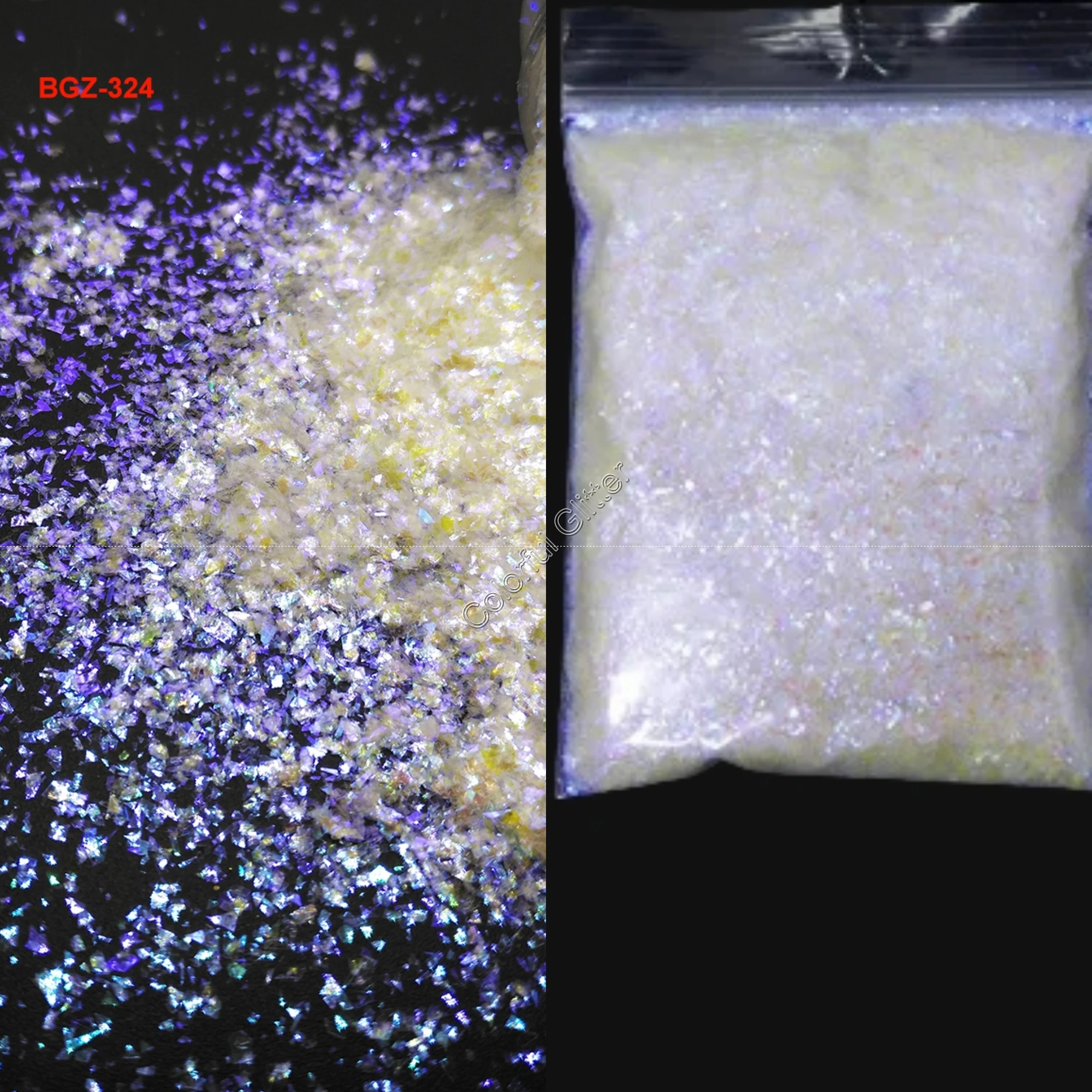 4Color-10G Iridescent White Irregular Flake Chunky Glitter Sparkling Luster Shape Nail Art for Craft Deco Makeup Facepaint DIY