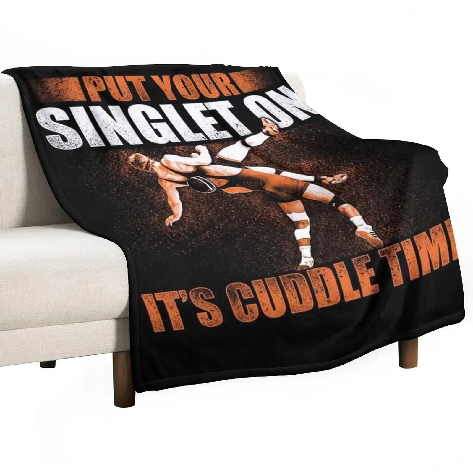 Wrestling Put Your Singlet On Gift Idea For Wrestler Throw Blanket Thin bed plaid Furry Blankets