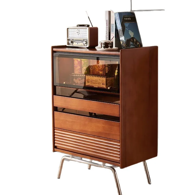 Solid wood chest Nordic, retro small apartment bedroom living room storage