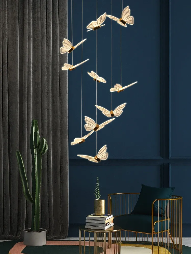 Butterfly Chandelier Minimalist Luxury Stair Chandelier Nordic Personality Bedroom Corridor Hall Restaurant Kitchen Chandelier