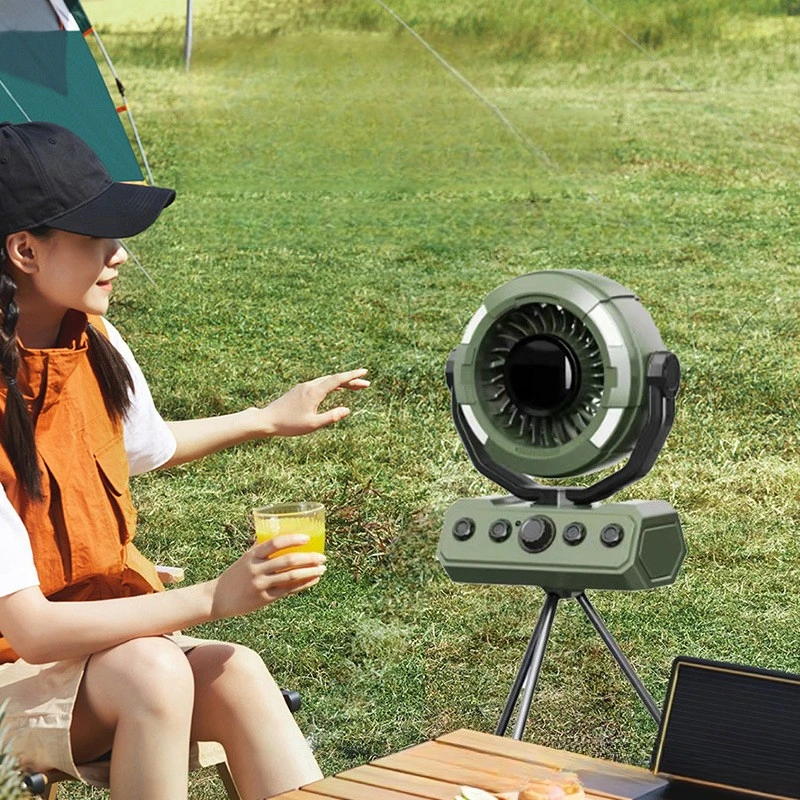 

Rechargeable Camping Fan New Outdoor Light Tent High Speed Strong Wind Oscillating Long Lasting Power Heavy Duty for Hiking