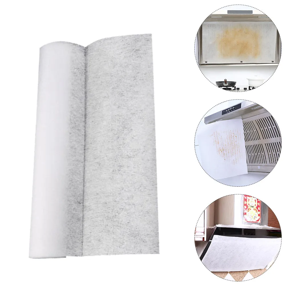 1 Roll Kitchen Range Hood Oil-Proof Paper Oil Absorbing Filter Cover for Ventilator Grease Filtration and Dirty Stain Reduction