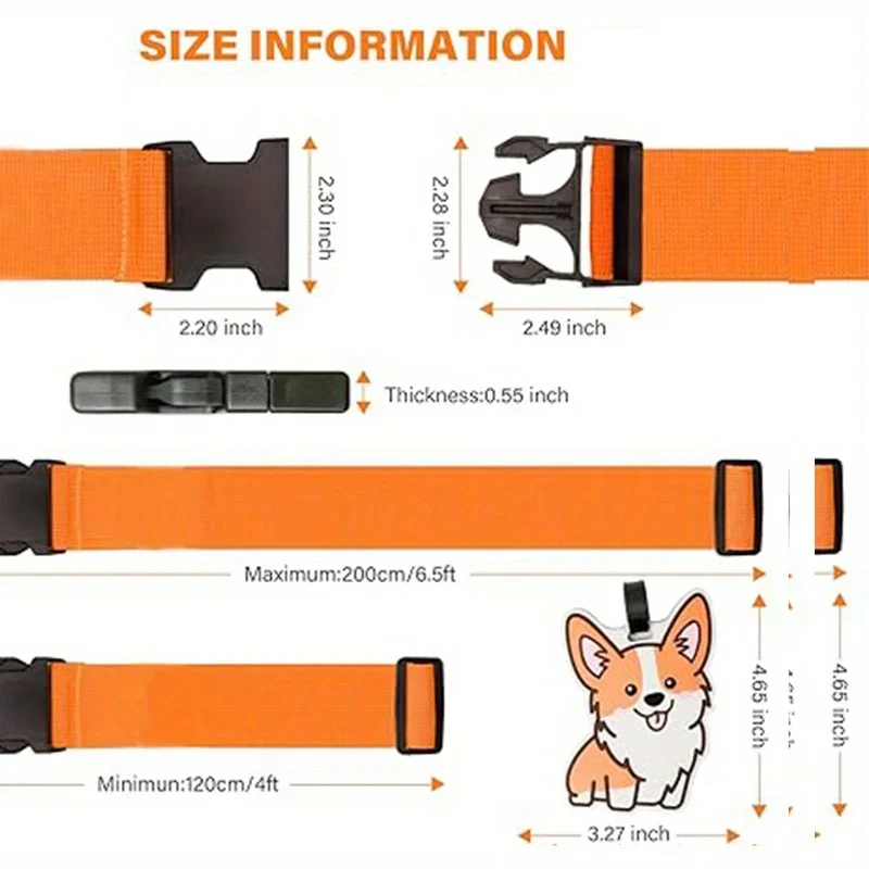 6팩 수하물 스트랩 수하물 태그 세트 여행용품 수하물 태그가 있는 여행 가방용 수하물 스트랩