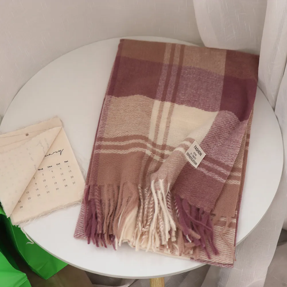 

Fashion Windproof Plaid Wool Scarf Thicken Keep Warm Winter Cashmere Scarf Korean Style Long Tessel Men Scarf Males