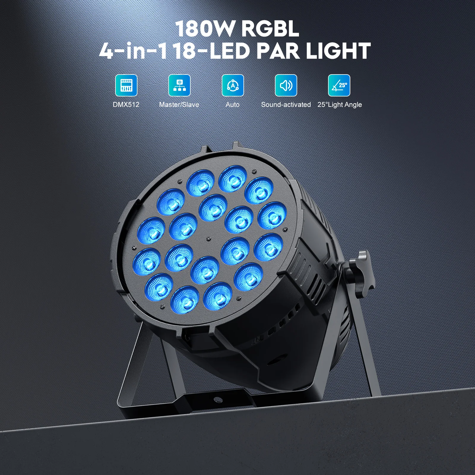 Fieryzeal 4PCS 18x10W RGBL 4IN1 LED Stage Light Lega di alluminio 180W LED Par Light Controllo DMX Effetto stroboscopico per Bar Disco Party
