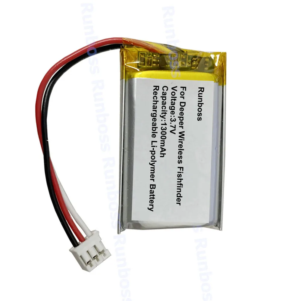 3.7V 1300mAh Battery For Deeper Chirp Wireless Fishfinder Sonar GPS Battery 3-wire Plug