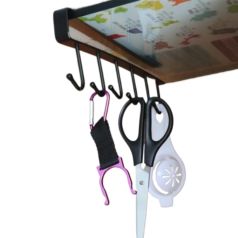 Kitchen cabinet seamless hook rack, iron nail free hanging wardrobe scarf partition sorting and storage rack