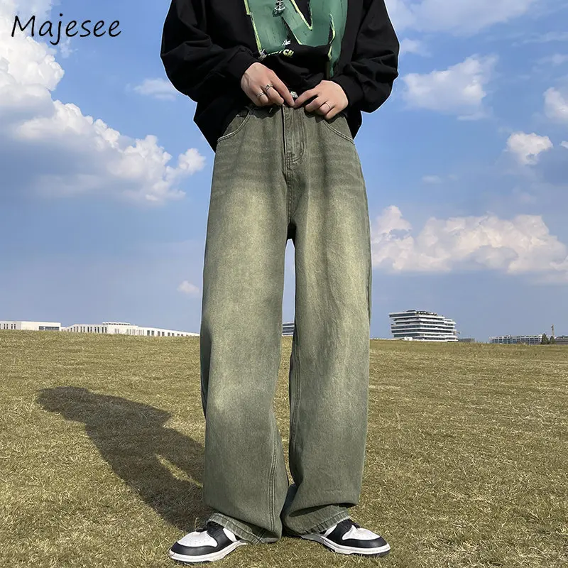 

Green Gradient Jeans Men Casual Cool High Street European Stylish Harajuku Retro Unisex American Hip Hop Kpop Fashion Trousers