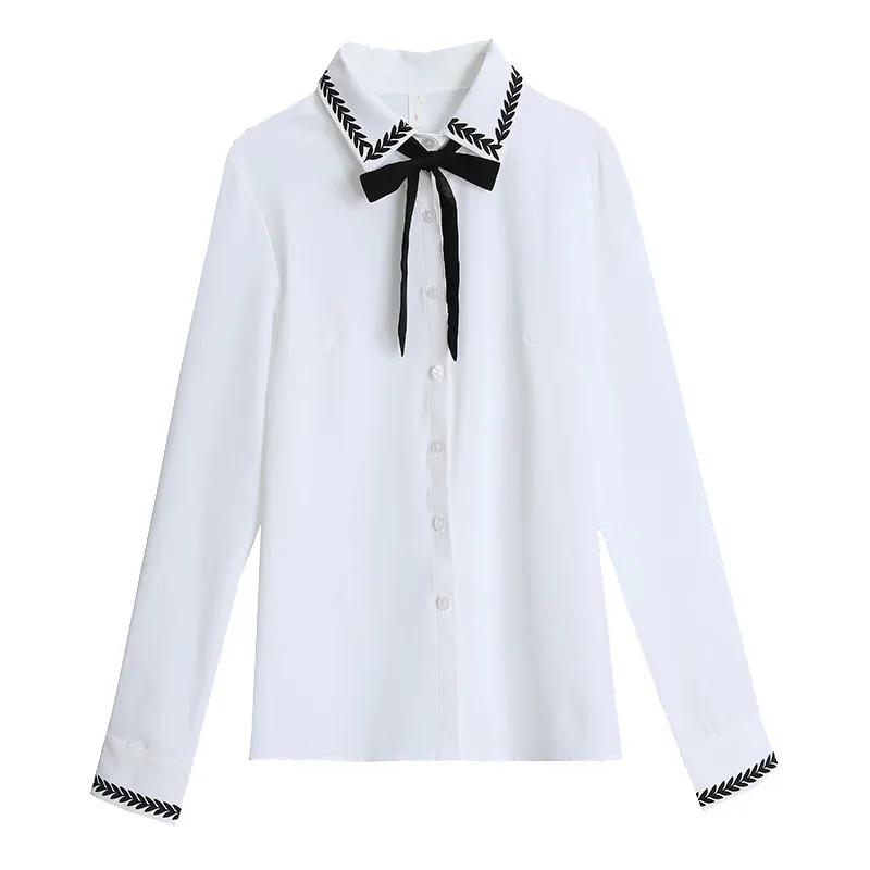 

2023 New Korean Female Student Shirt Fashion Trend Spring And Autumn Women'S Loose Chiffon Long Sleeve Bowknot