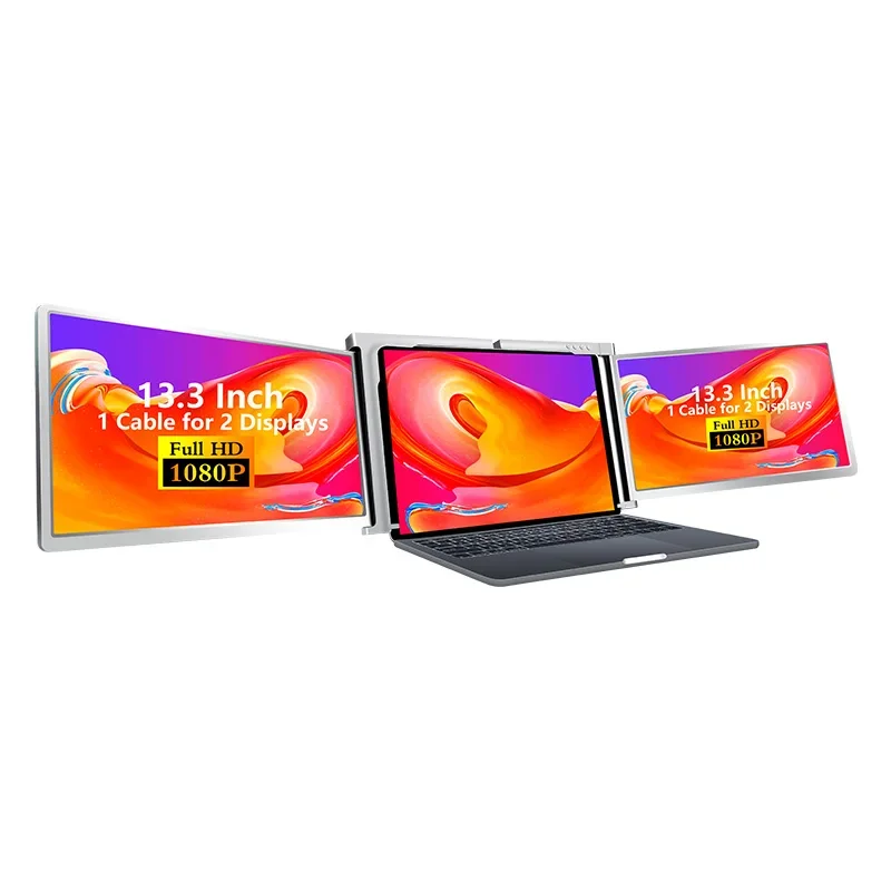 Factory Direct 14'' Triple Portable Monitor Dual Screen Double Monitor with 14 Inch 2 IPS Screen for Laptop for Business Use