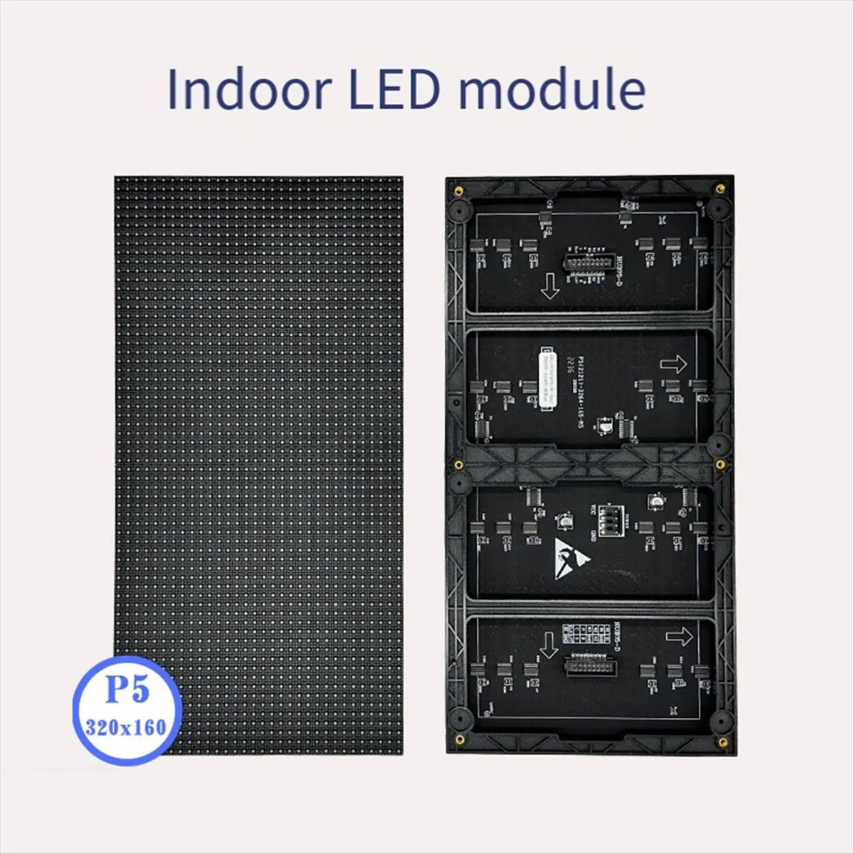 A59E 2Pcs P5 Indoor LED Screen Panel 64X32 Pixels LED Display Module 16 Scan 320X160mm Full Color LED Screen Panel