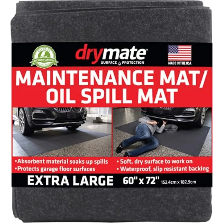 حصيرة صيانة ممتازة لانسكاب الزيت، حصيرة أرضية جراج 60 بوصة × 72 بوصة، مقاومة للماء، تحتوي على سائل تحمي سطح المرآب أو د #1