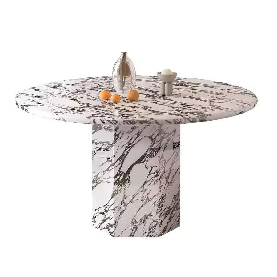 

French, vintage, minimalist, round, marble, dining table and chairs, combination, home