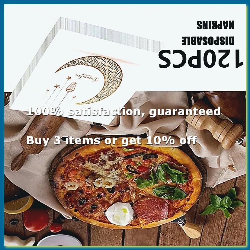 120PCS Serviettes de table Ramadan en papier jetables, sûres, sans parfum, douces, pour essuyer la bouche - ABPX